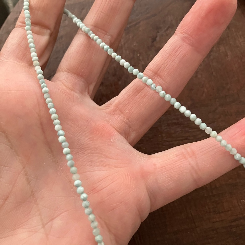 Natural Larimar Faceted 2.5mm beaded necklace - 16 inches